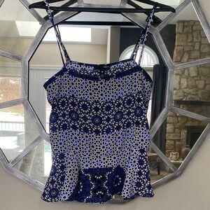 Aqua Blue and White Floral Camisole